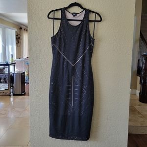 Mossimo, Small, Black Burnout Art Deco Print Midi Dress